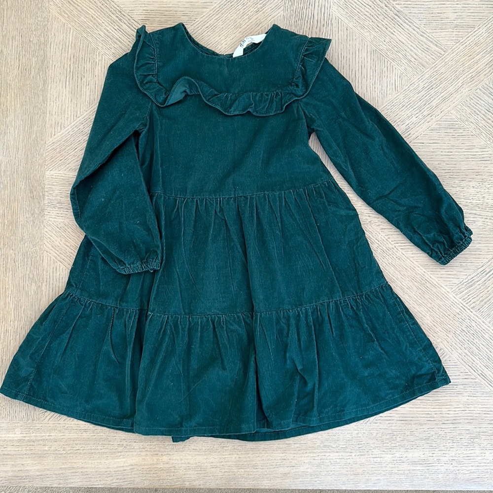 H&M dark green corduroy little girls dress. Size 5-6.